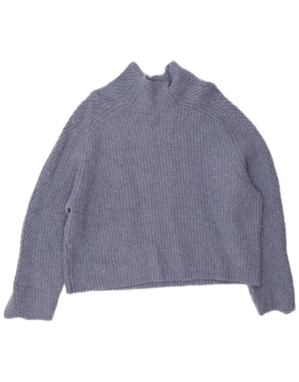 John Lewis Dame Crop Turtle Neck Jumper Sweater UK 16 Large Blue