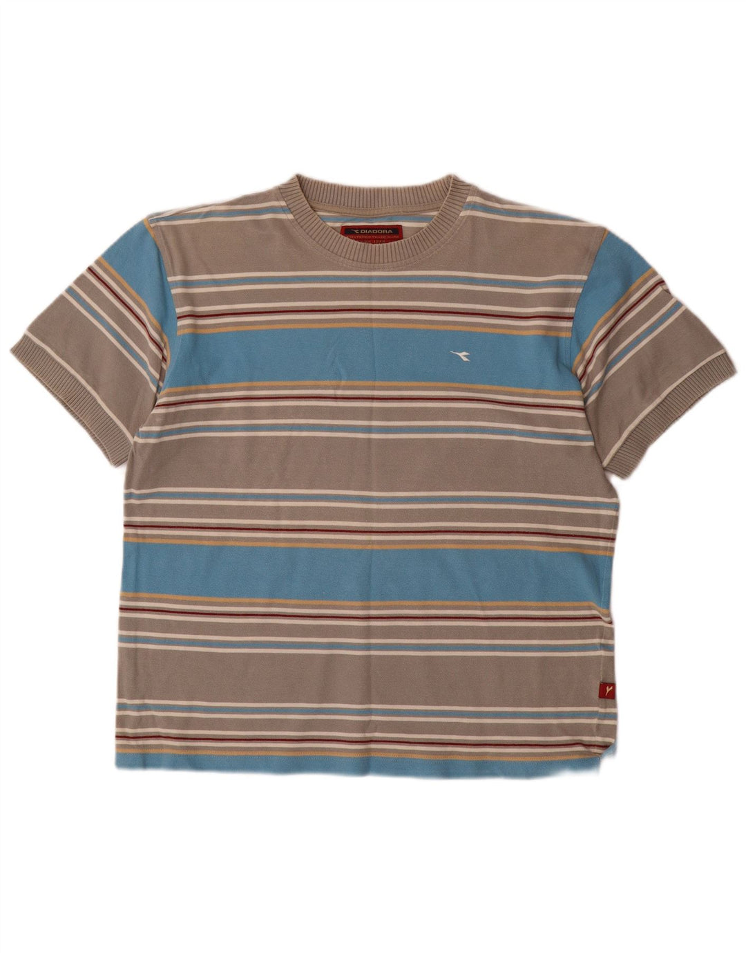 Diadora herre T-shirt top stor grå stribet bomuld