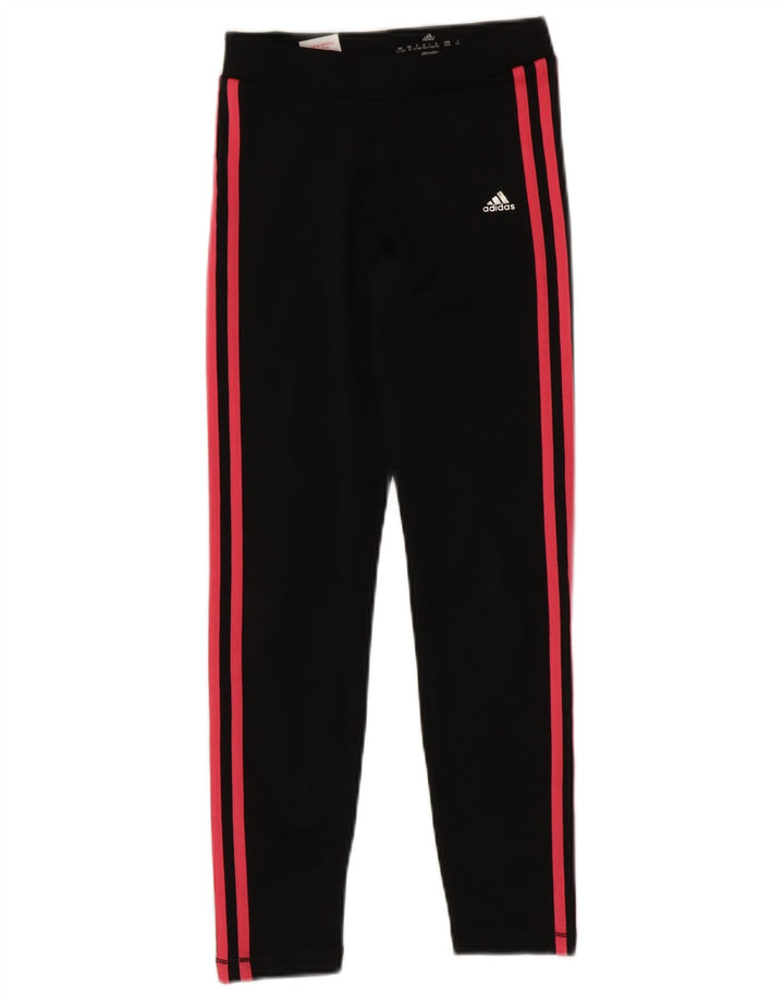 ADIDAS Girls Climalite Leggings 11-12 Years Black Polyester