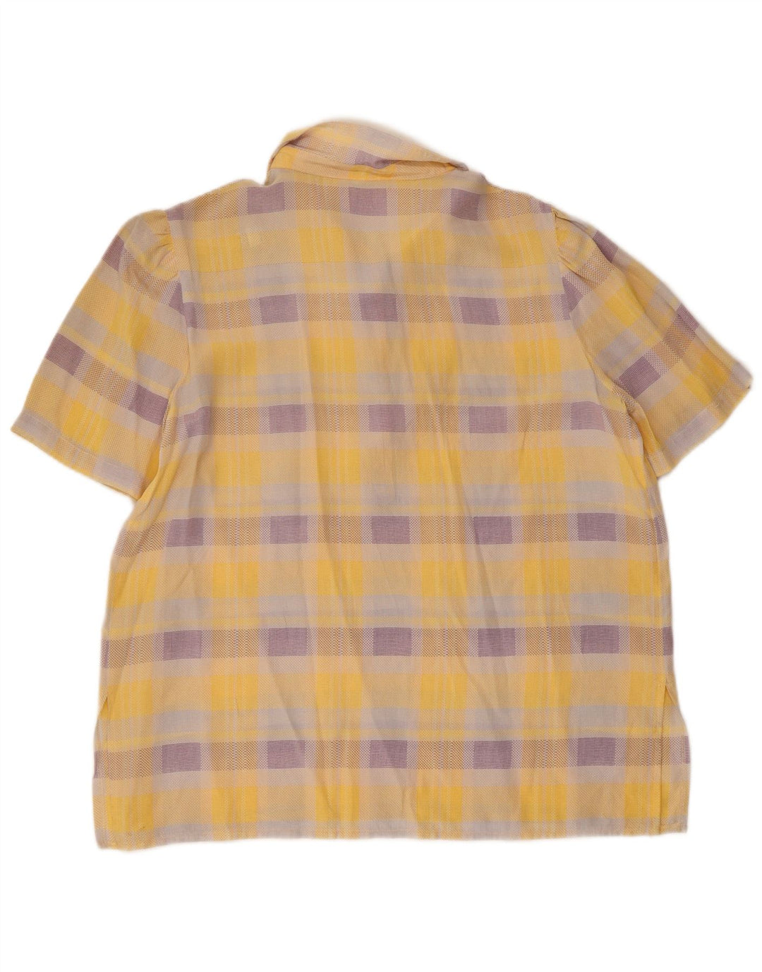Les Copains Dame Kortærmet Pullover Shirt UK 14 Stor gul ternet