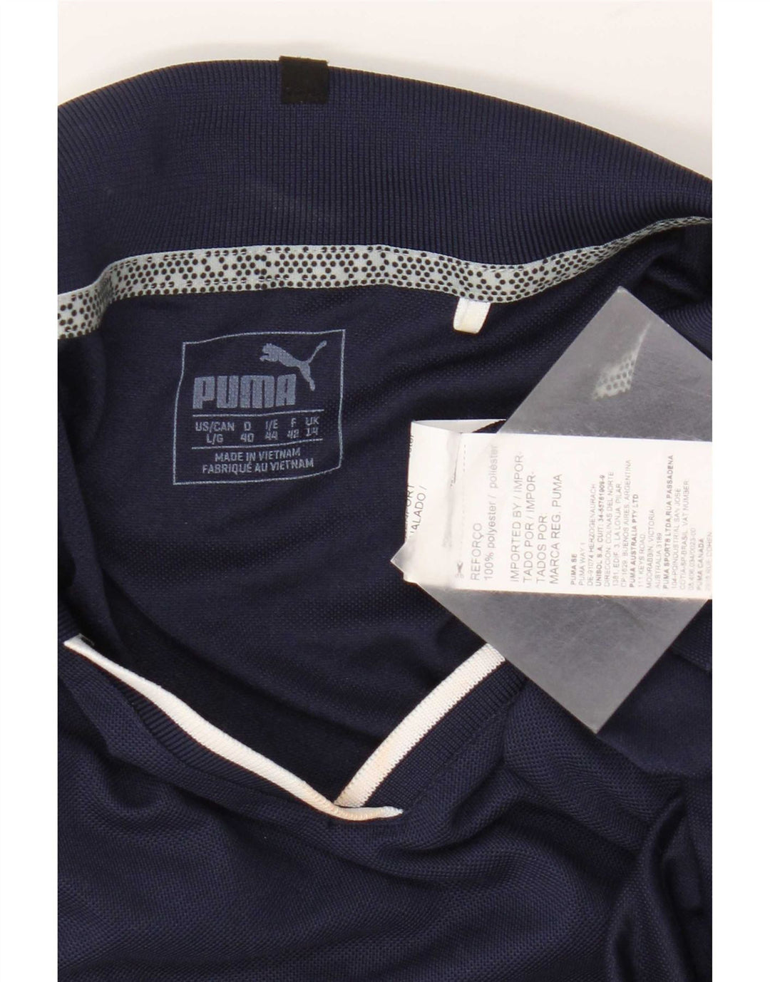 Puma Dame Polo Shirt UK 14 Large Navy Blue Polyester
