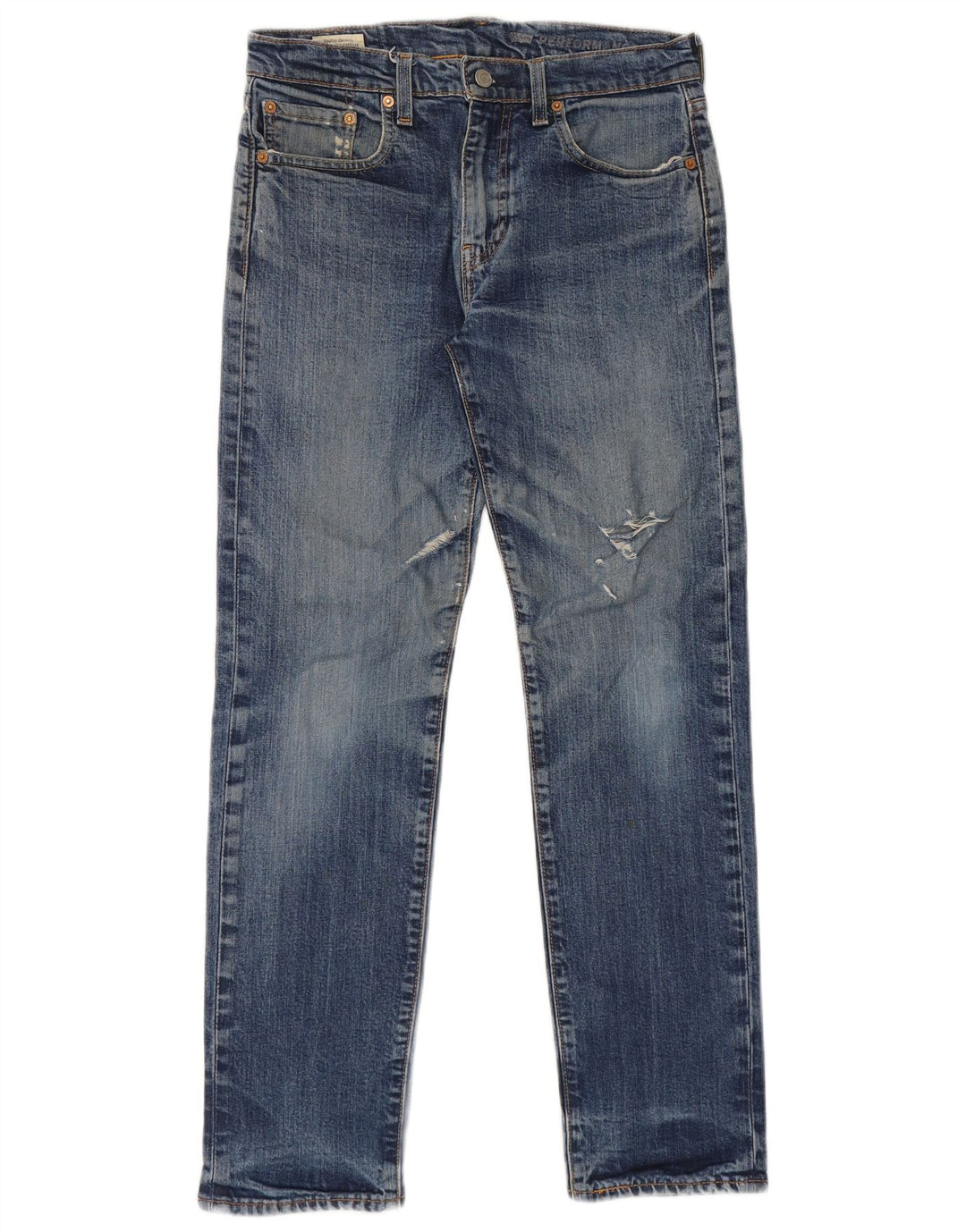 Levi's Mens Performance Distressed Straight Jeans W30 L30 Blue Cotton