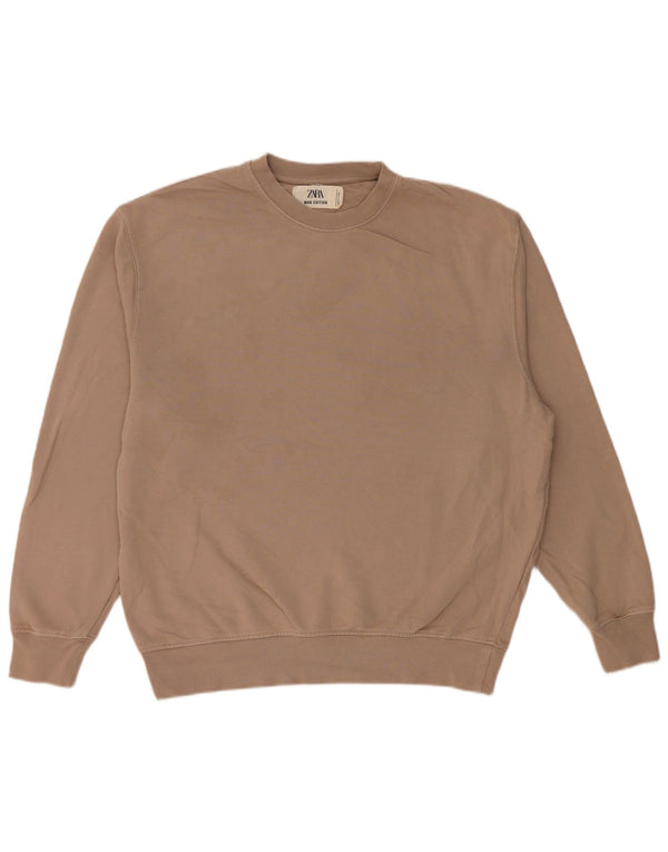 Zara Herre Sweatshirt Jumper Medium Beige Bomuld