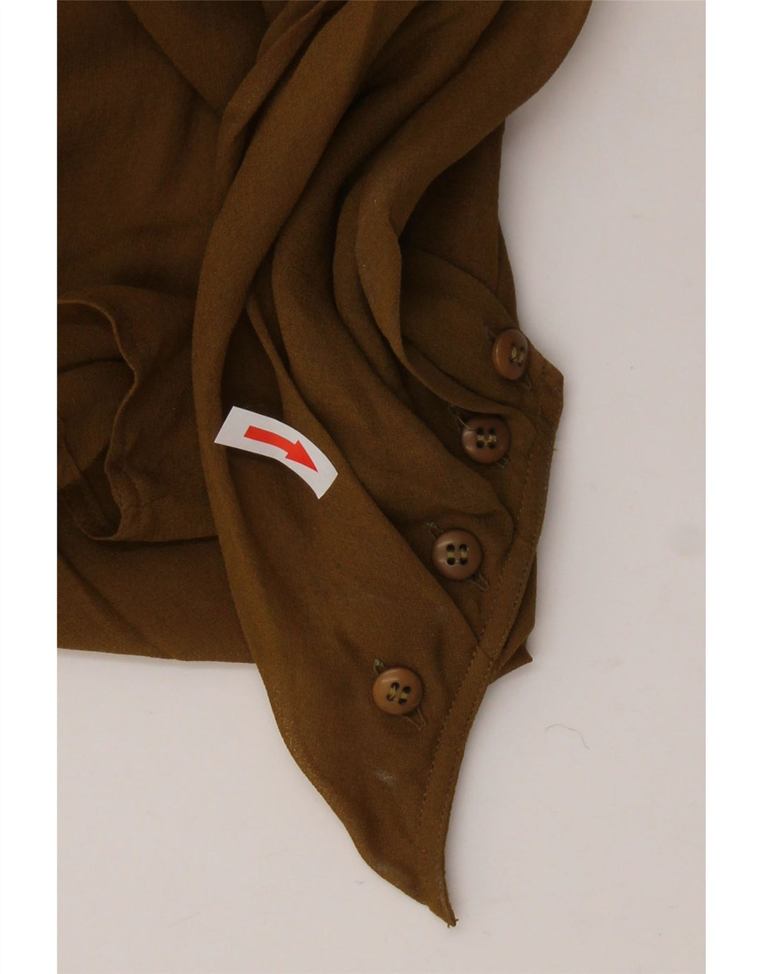 VINTAGE Langærmet Damebluse Top UK 14 Medium Brun Polyamid