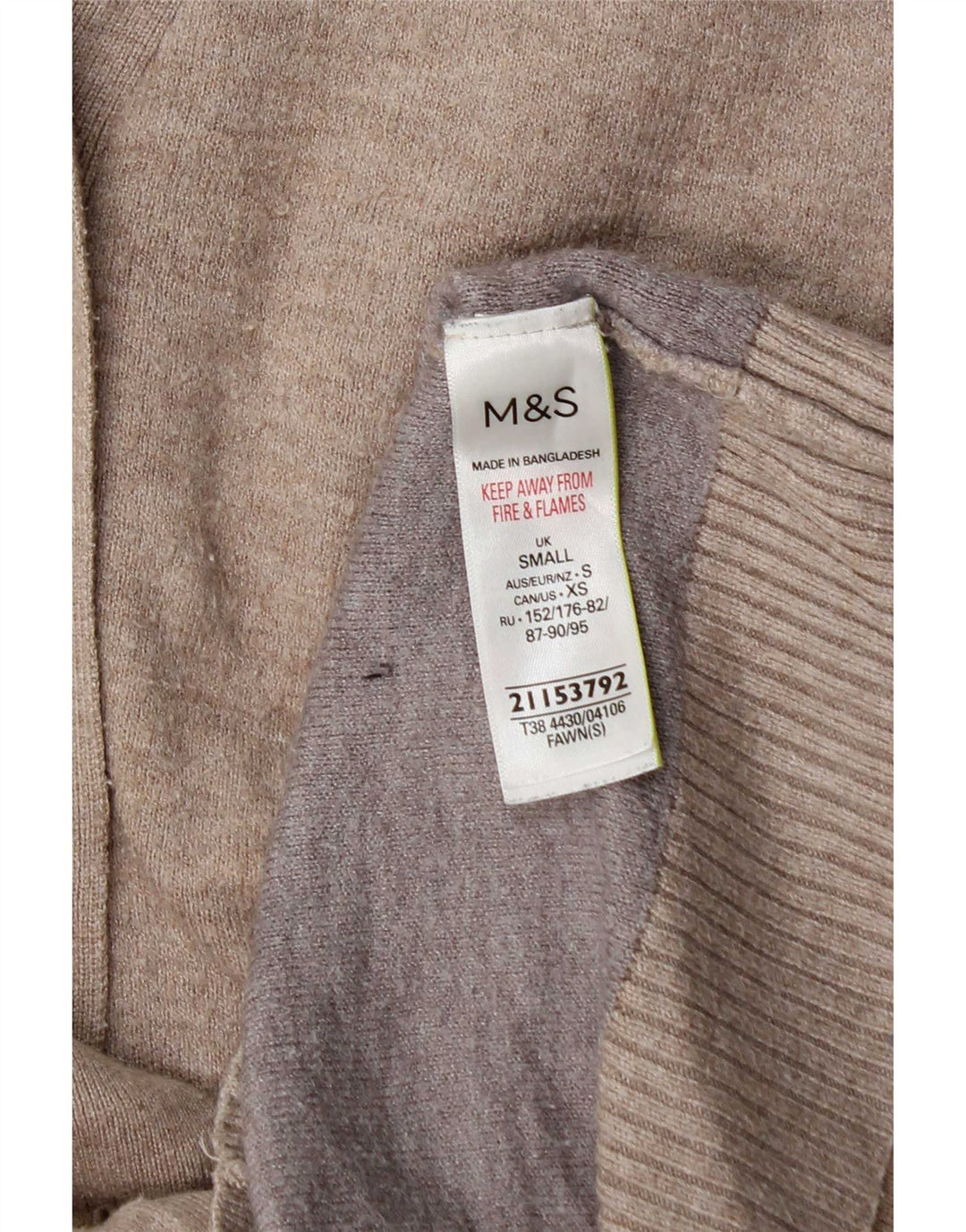 Marks & Spencer Dame Oversized Cardigan Sweater UK 10 Small Beige Viscose