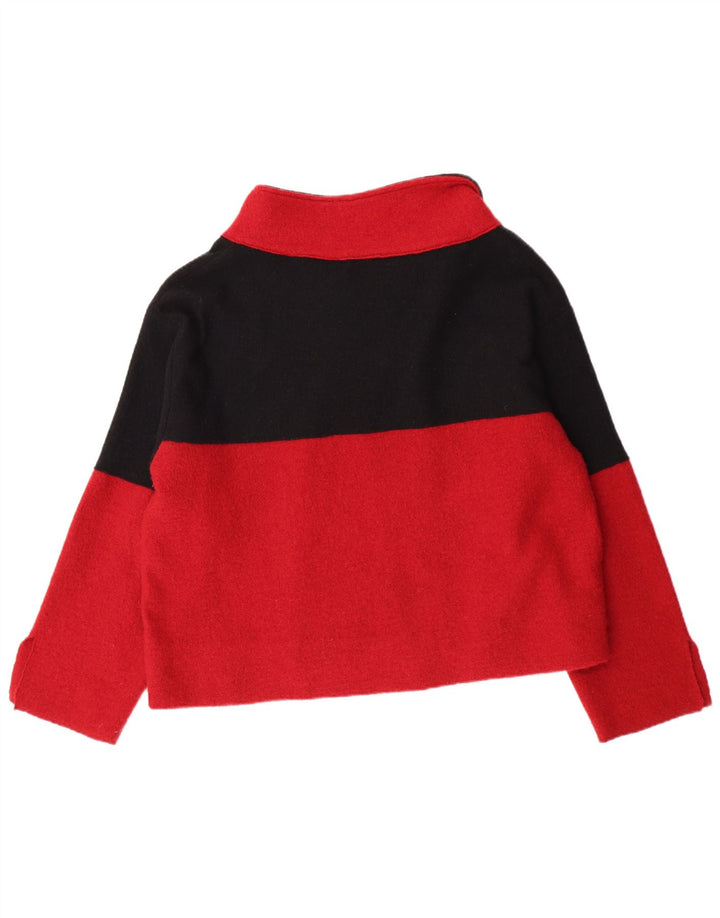 ZARA Dame Shawl Neck Jumper Sweater UK 14 Medium Red Colourblock
