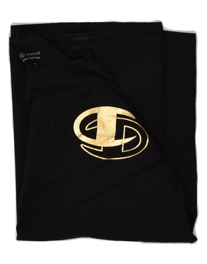 CHAMPION Mens Graphic T-Shirt Top Large Black Cotton Vintage Champion and Second-Hand Champion from Messina Hembry 