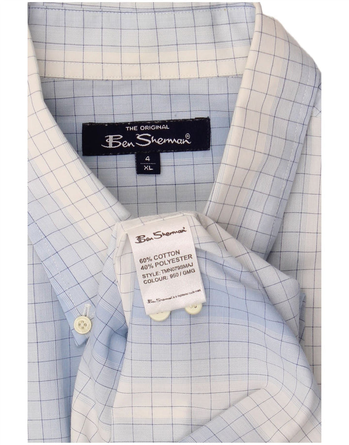 Ben Sherman Kortærmet Herreskjorte 4XL Blå Gingham Bomuld