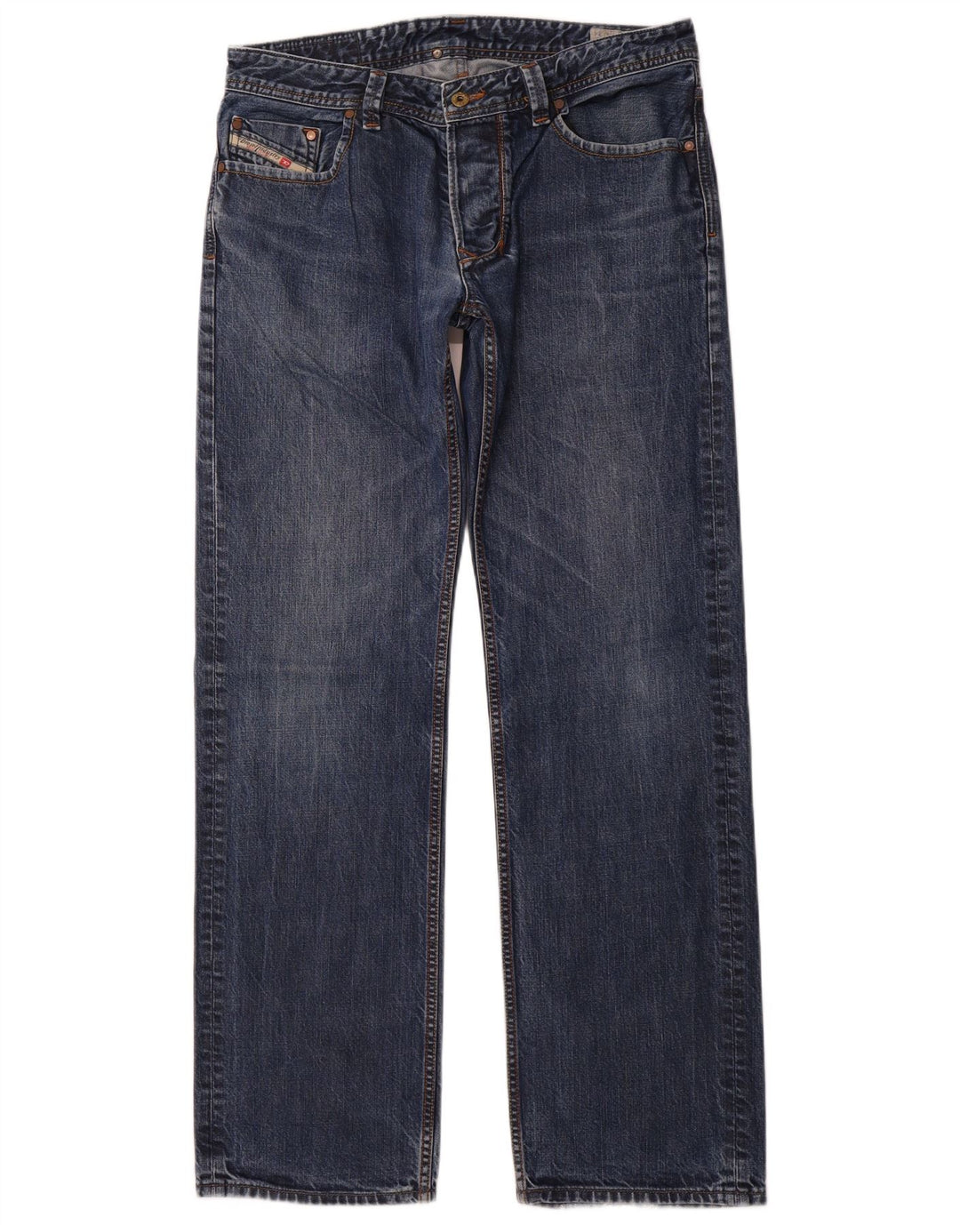 DIESEL Herre Larkee Straight Jeans W34 L34 Blå Bomuld