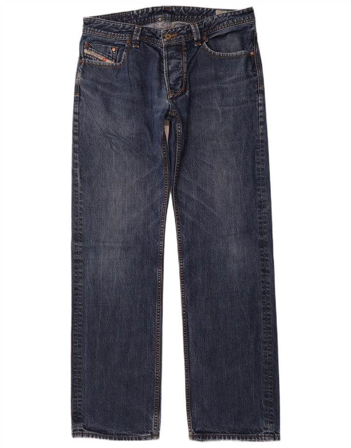 DIESEL Herre Larkee Straight Jeans W34 L34 Blå Bomuld