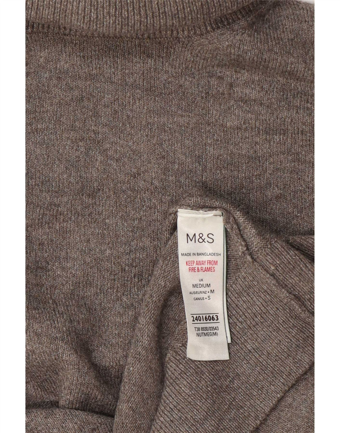 Marks & Spencer Dame Rullehals Sweater UK 14 Medium Grey Polyester
