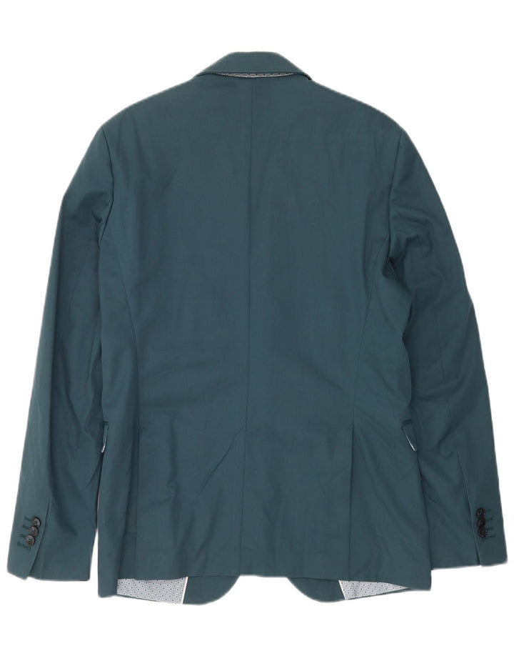 Zara Herre 2-knaps blazerjakke EU 50 Medium Blue Polyester
