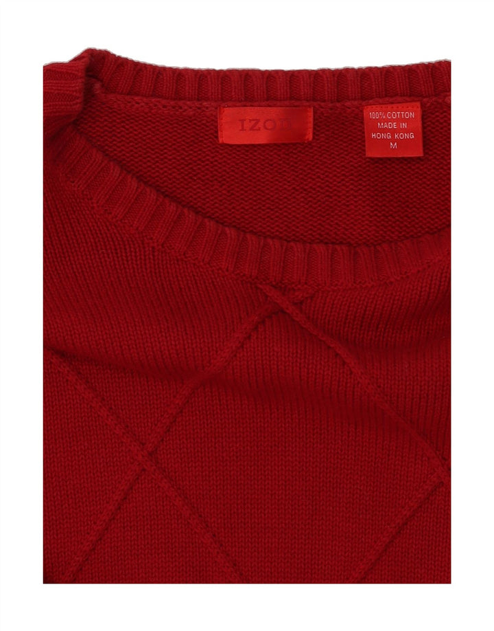 IZOD Mens Boat Neck Jumper Sweater Medium Red Argyle/Diamond Cotton Vintage Izod and Second-Hand Izod from Messina Hembry 