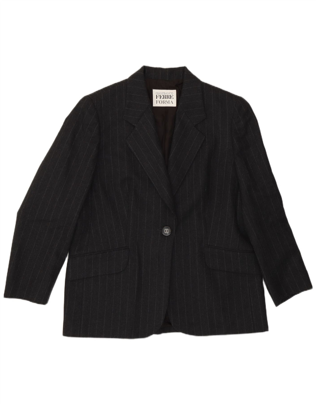 Gianfranco Ferre Dame 1 Knap Blazer Jakke UK 18 XL Grå Nålestribe