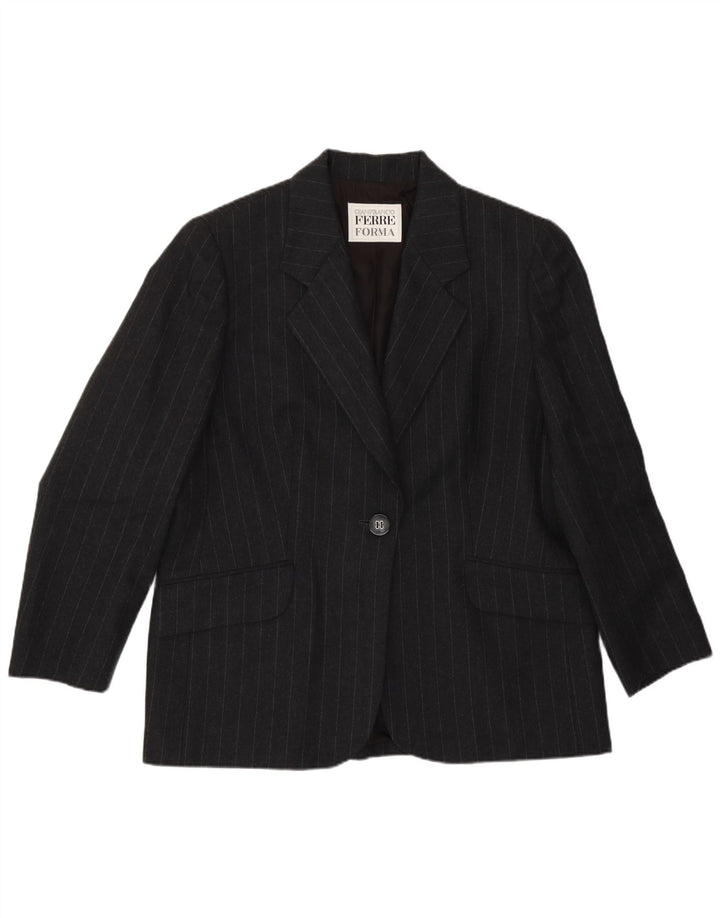 Gianfranco Ferre Dame 1 Knap Blazer Jakke UK 18 XL Grå Nålestribe