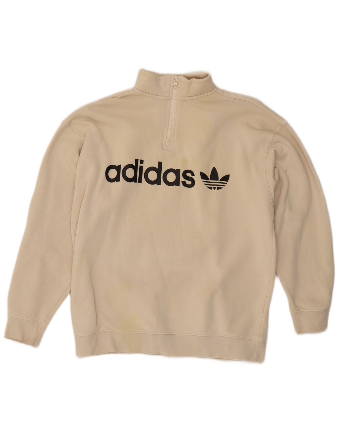 Adidas Dame Oversized Grafisk Sweatshirt Jumper UK 12 Medium Beige