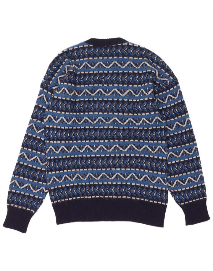 Silvy Herre Crew Neck Jumper Sweater IT 46 Small Blue Geometric Alpaca Wool