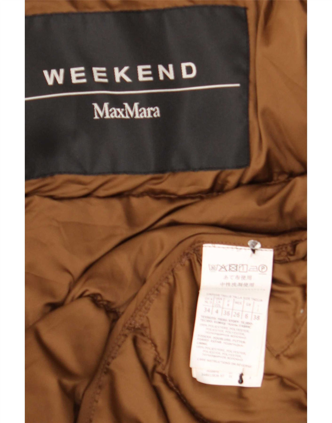 Max Mara Dame Weekend Oversized Polstret Jakke UK 6 XS Brun Polyester