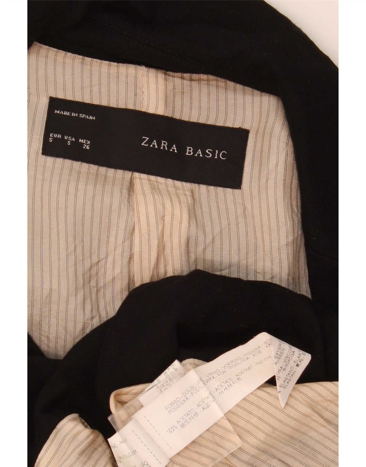 Zara Dame 1 Knap Blazer Jacket UK 10 Small Black Acetate