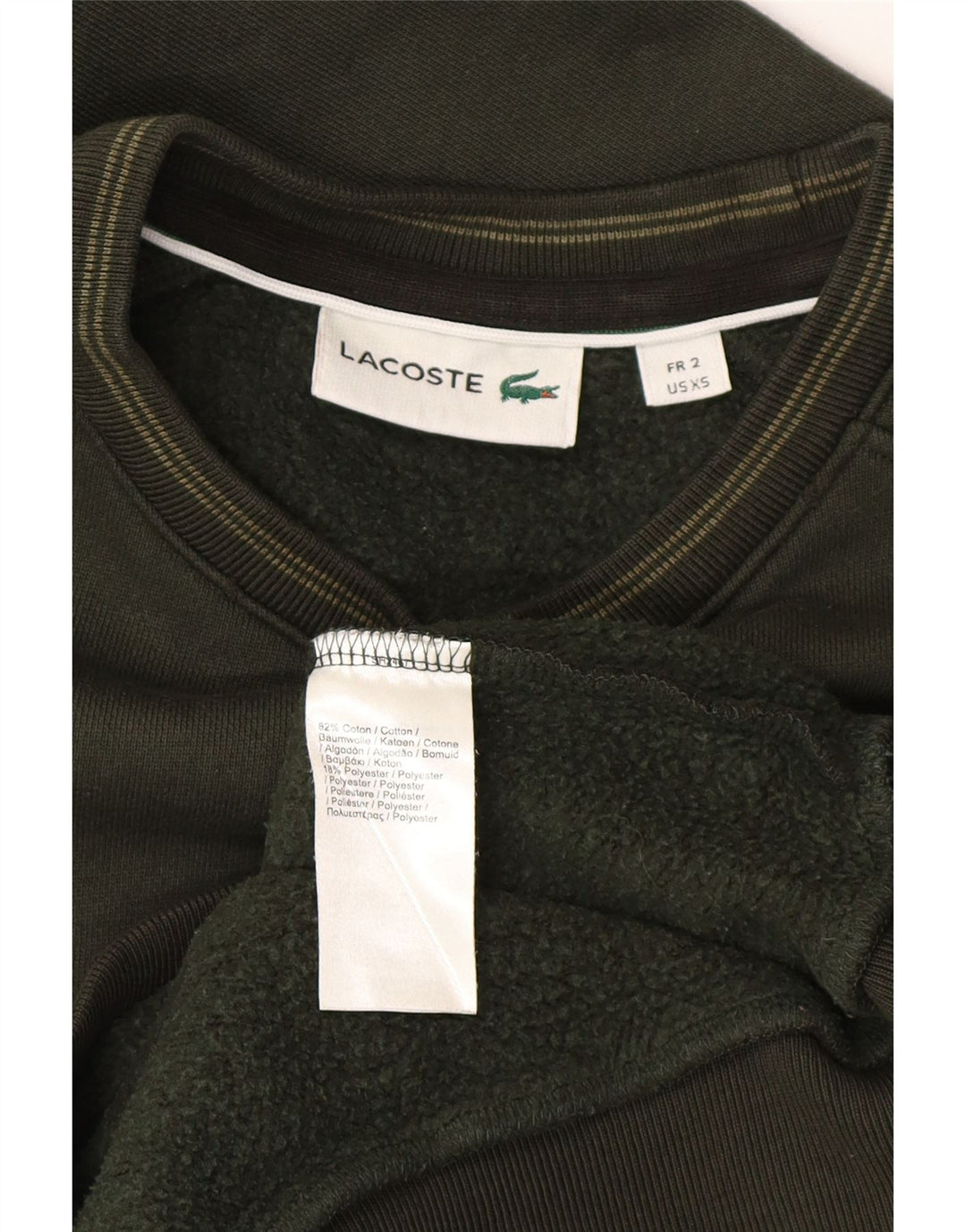 LACOSTE Mens Graphic Sweatshirt Jumper Size 2 XS Green Cotton Vintage Lacoste and Second-Hand Lacoste from Messina Hembry 