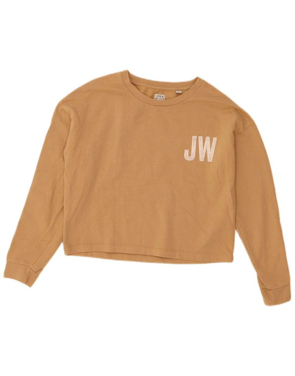 Jack Wills Womens Oversized Crop Sweatshirt Jumper UK 10 Small Beige