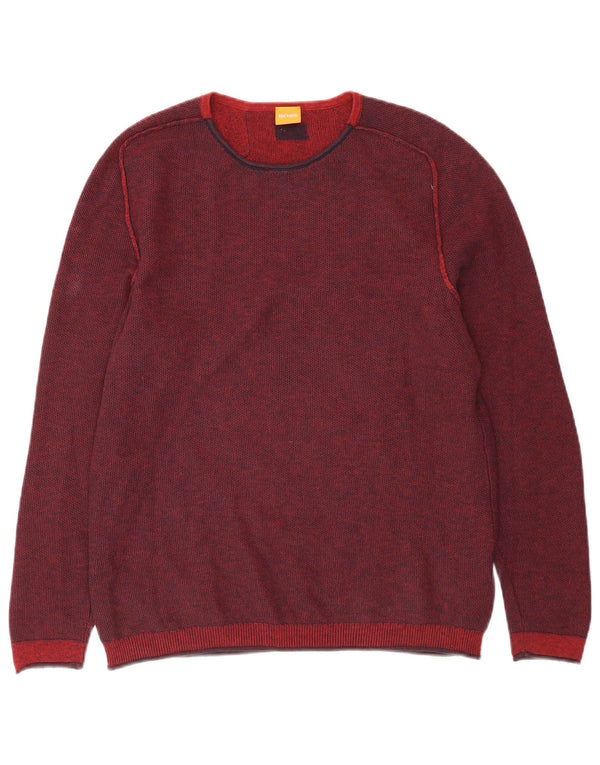 Hugo Boss Herre Crew Neck trøje Sweater Large Bourgogne bomuld