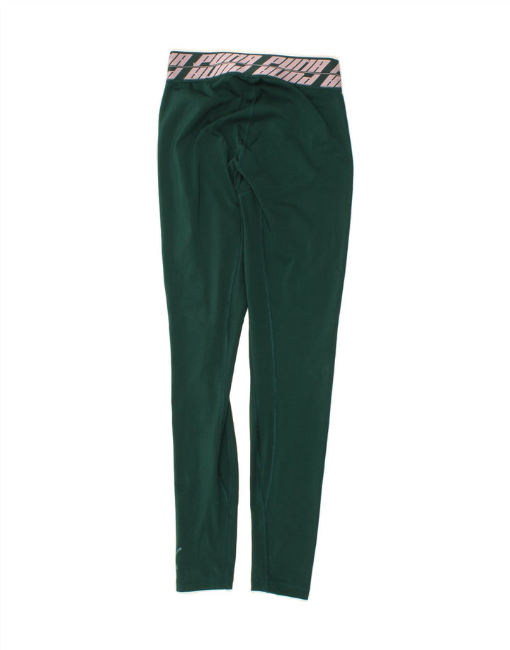 PUMA Womens Graphic Leggings UK 12 Medium  Green Colourblock Polyester Vintage Puma and Second-Hand Puma from Messina Hembry 