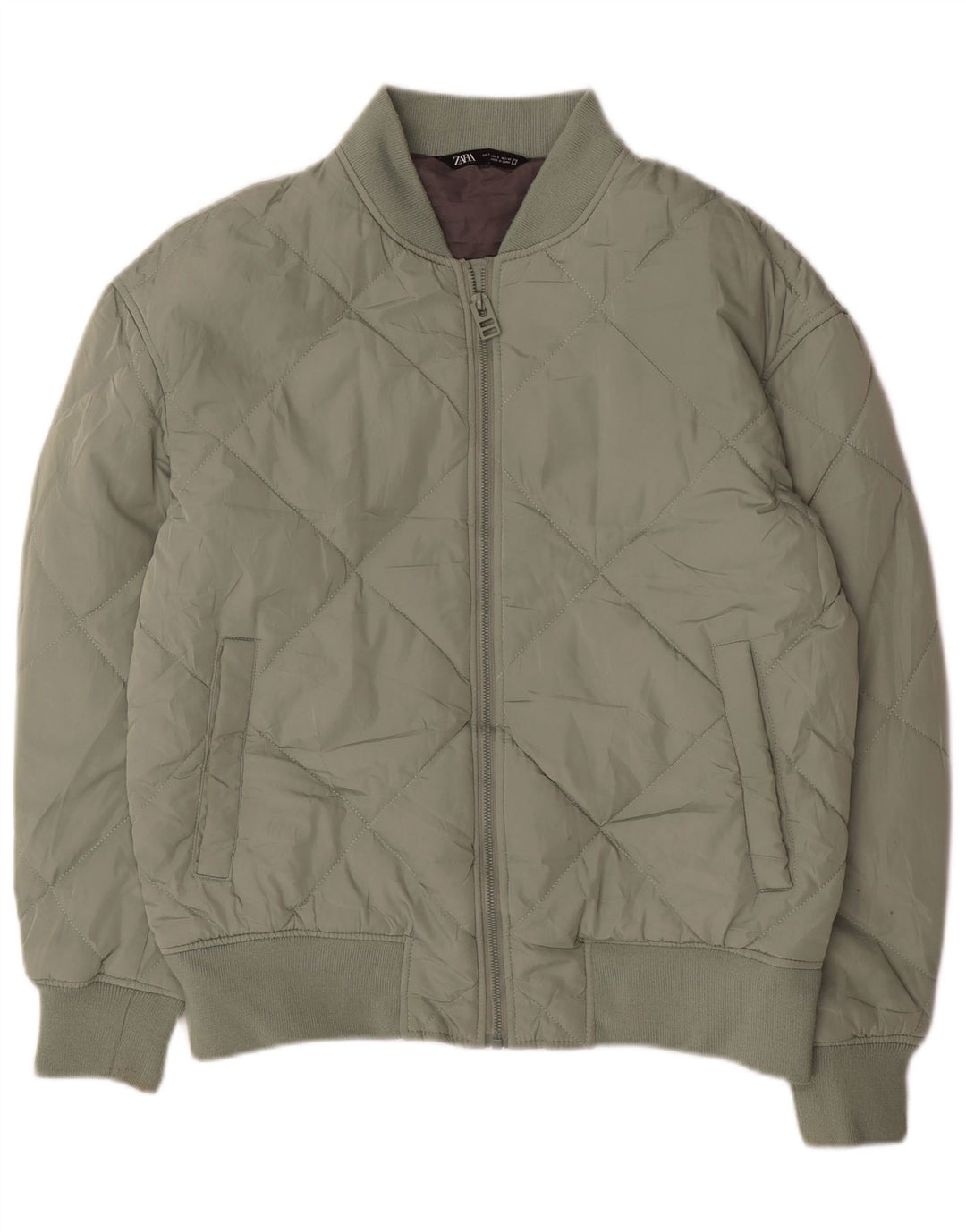Zara Polstret Herrejakke UK 40 Stor Grøn Polyester