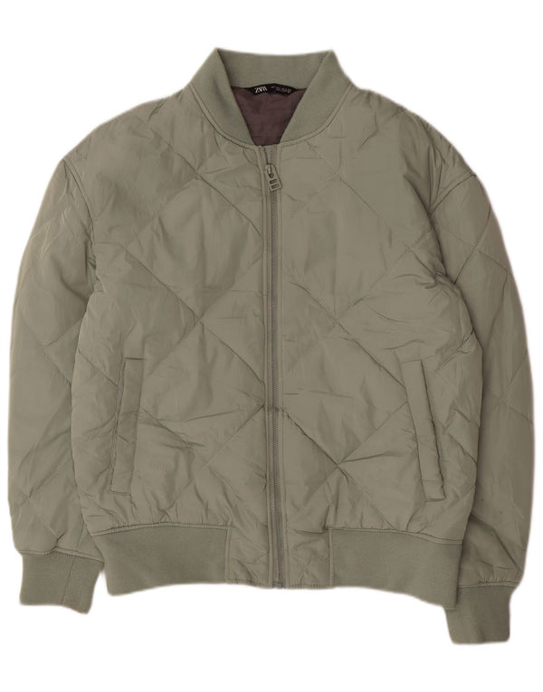 Zara Polstret Herrejakke UK 40 Stor Grøn Polyester