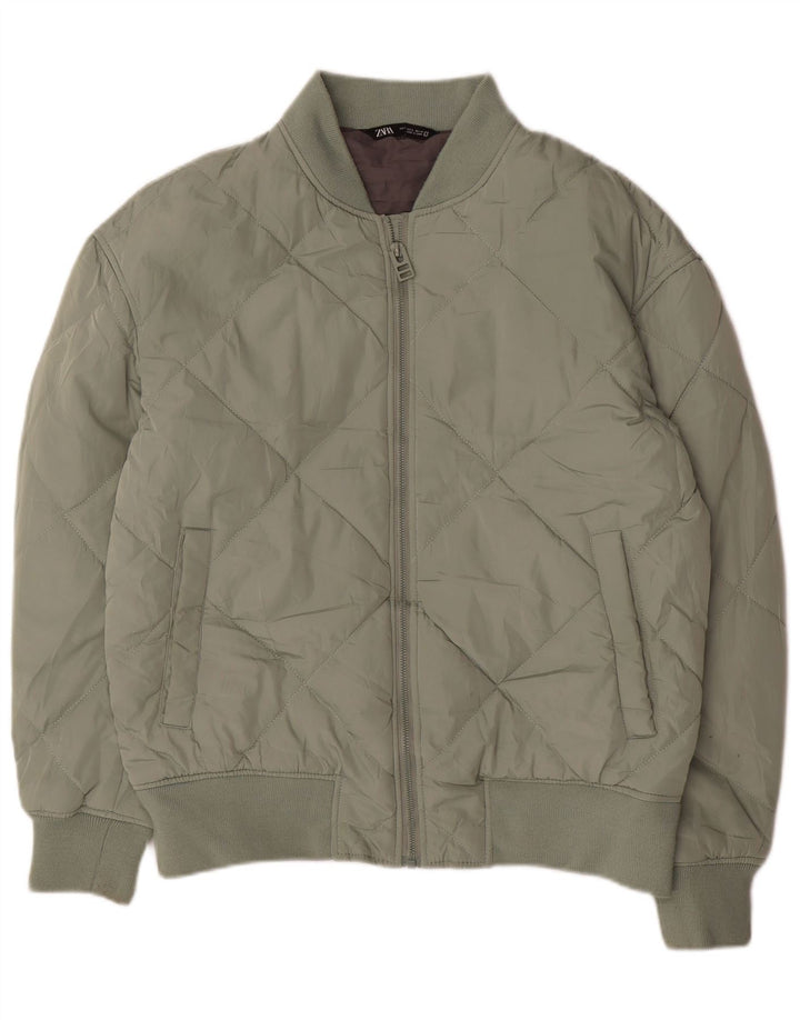 Zara Polstret Herrejakke UK 40 Stor Grøn Polyester