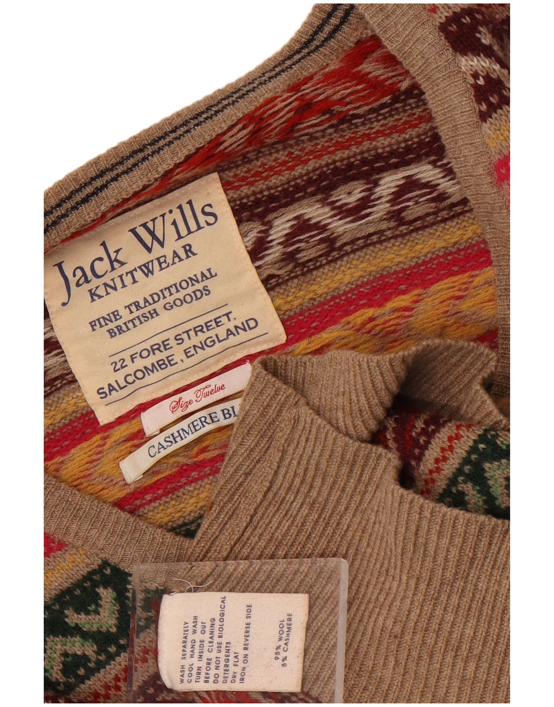 Jack Wills Dame V-hals sweater UK 12 Medium Flerfarvet