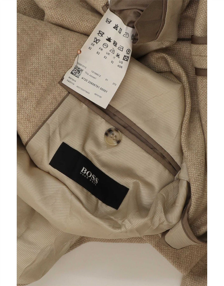 Hugo Boss Herre 2-knaps blazerjakke EU 52 XL Beige Virgin Wool