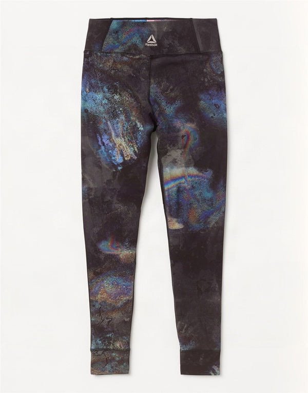 Reebok Womens Leggings UK 12 Medium Black Tie Dye