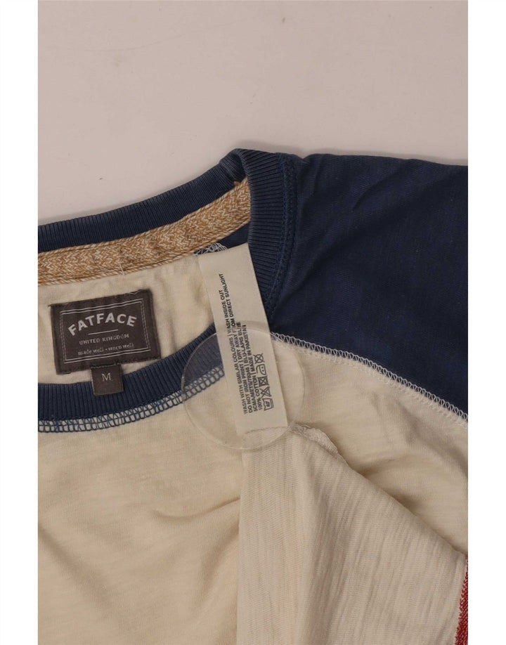 Fat Face Herre T-Shirt Top Medium Beige Colourblock Bomuld