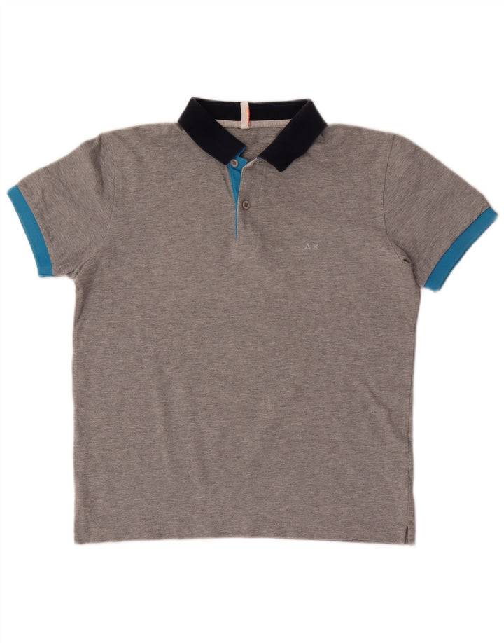 Sun68 Herre poloshirt Lille grå Colourblock Bomuld