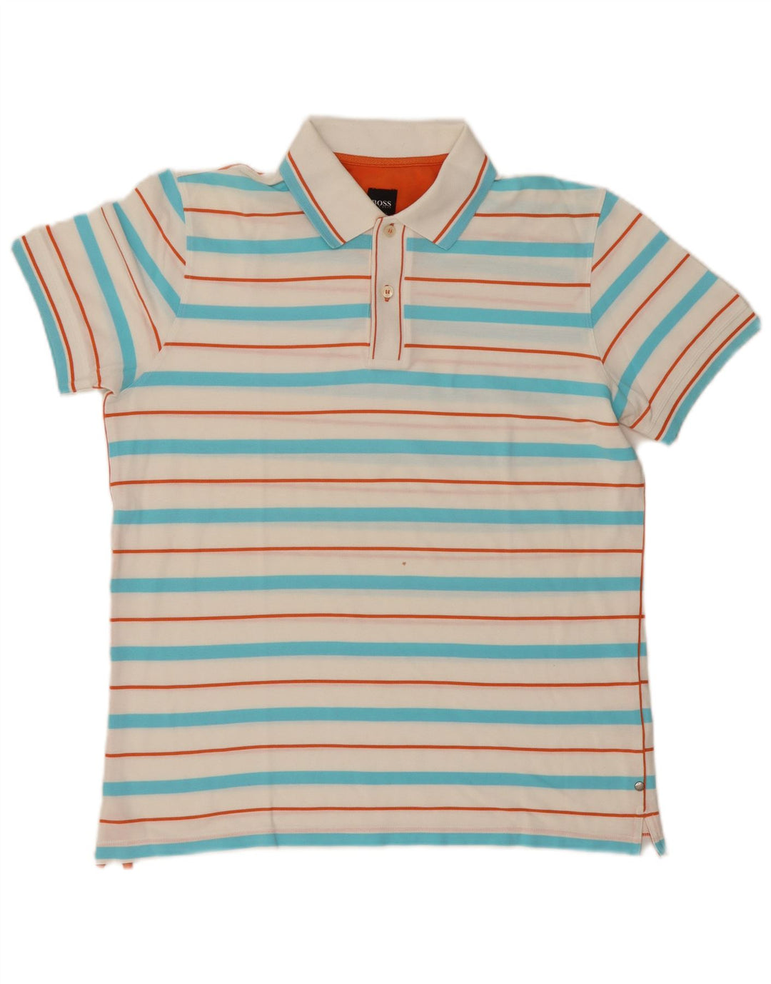 Hugo Boss Herre Slim Fit Polo Shirt Medium Hvid Stribet Bomuld