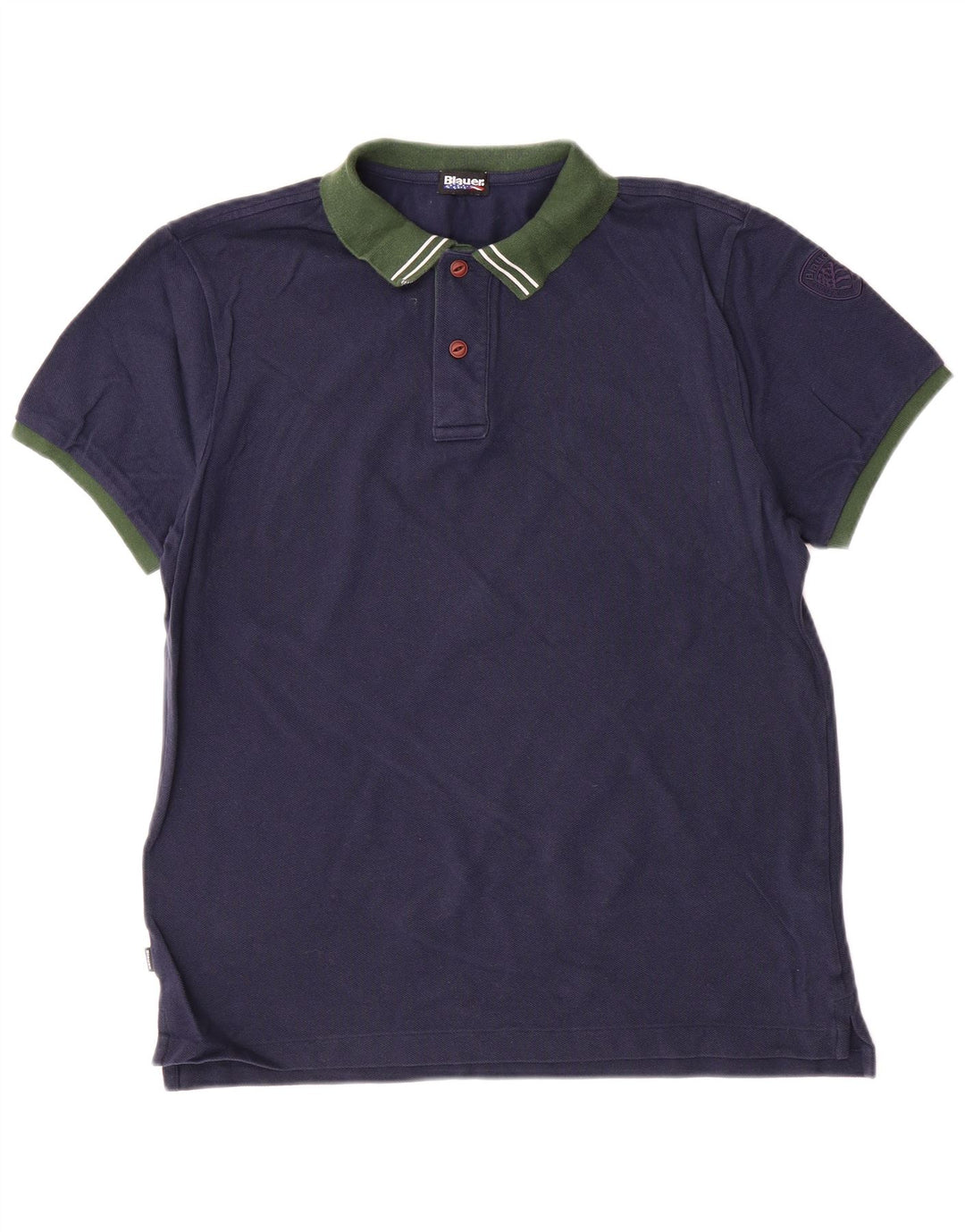 Blauer Polo Shirt til mænd Large Navy Blue Colourblock Bomuld