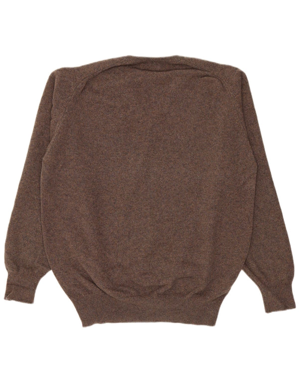 William Lockie Herre V-hals sweater Medium brun lammeuld