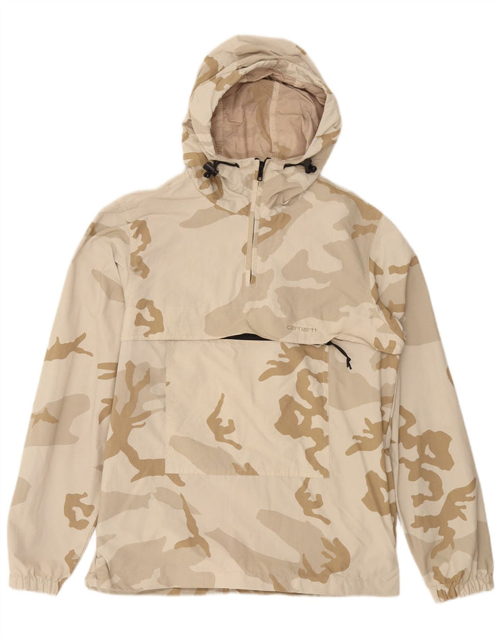 CARHARTT Herre Hættejakke Anorak UK 38 Medium Beige Camouflage Nylon