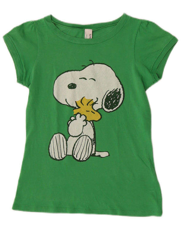 Benetton Girls Peanuts Grafisk T-shirt Top 10-11 år XL Grøn Bomuld