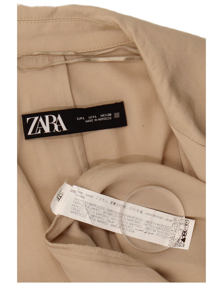 Zara Dame Overfrakke UK 16 Large Beige Lyocell