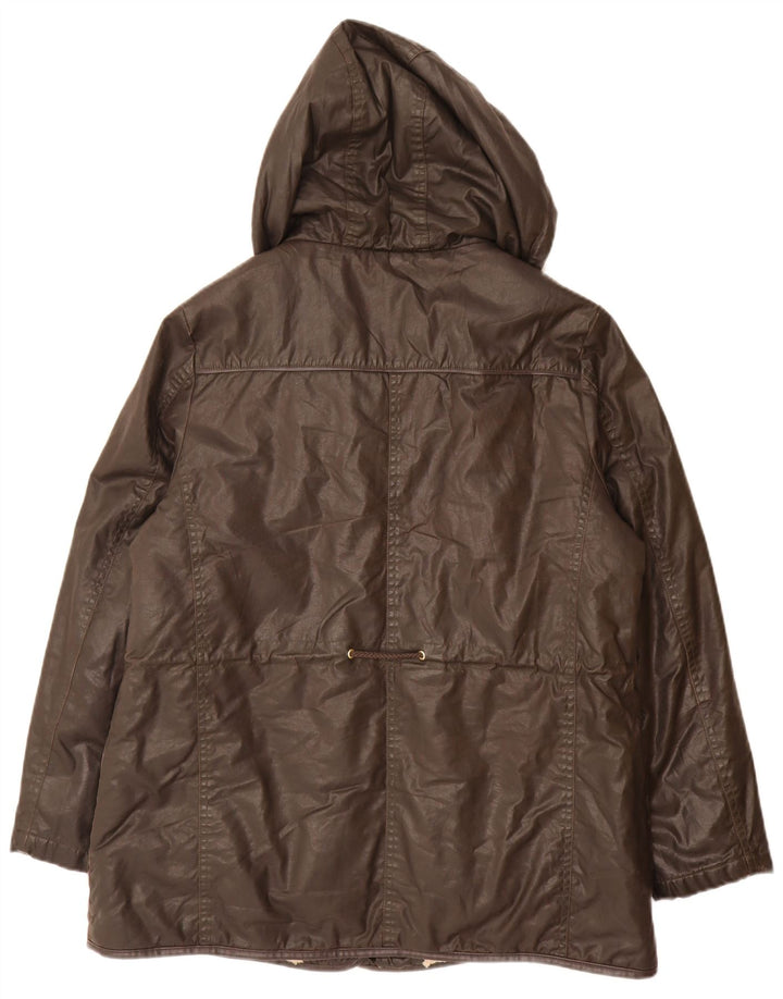 Marks & Spencer Dame Oversized Hooded Windbreaker Coat UK 16 Large Brown