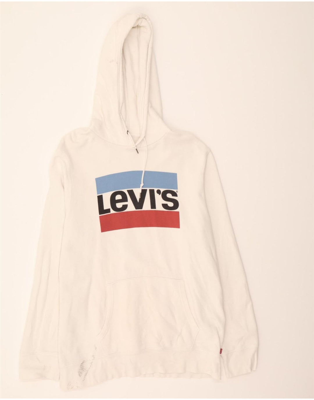 LEVI'S Mens Graphic Hoodie Jumper XL White Cotton Vintage Levi's and Second-Hand Levi's from Messina Hembry 