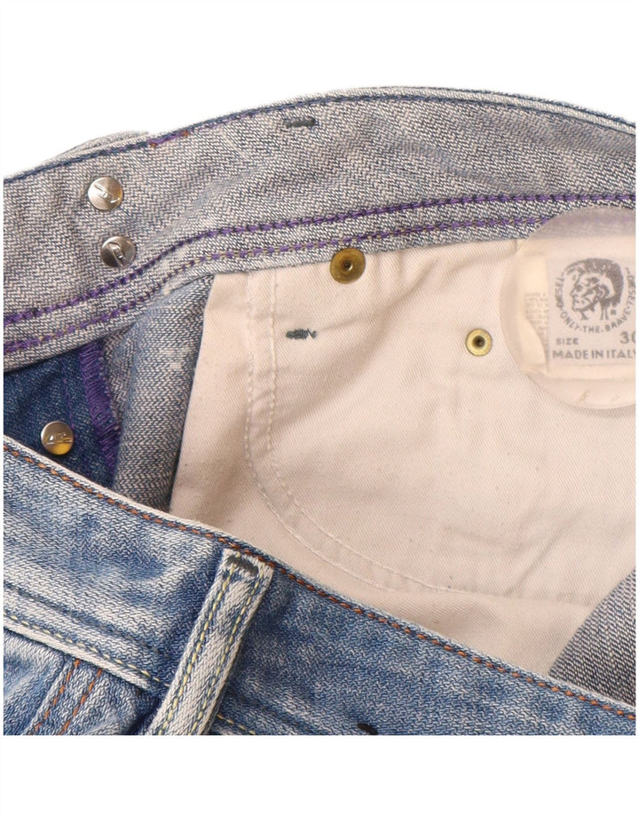 Diesel Dame Distressed Straight Jeans W30 L29 Blå Bomuld