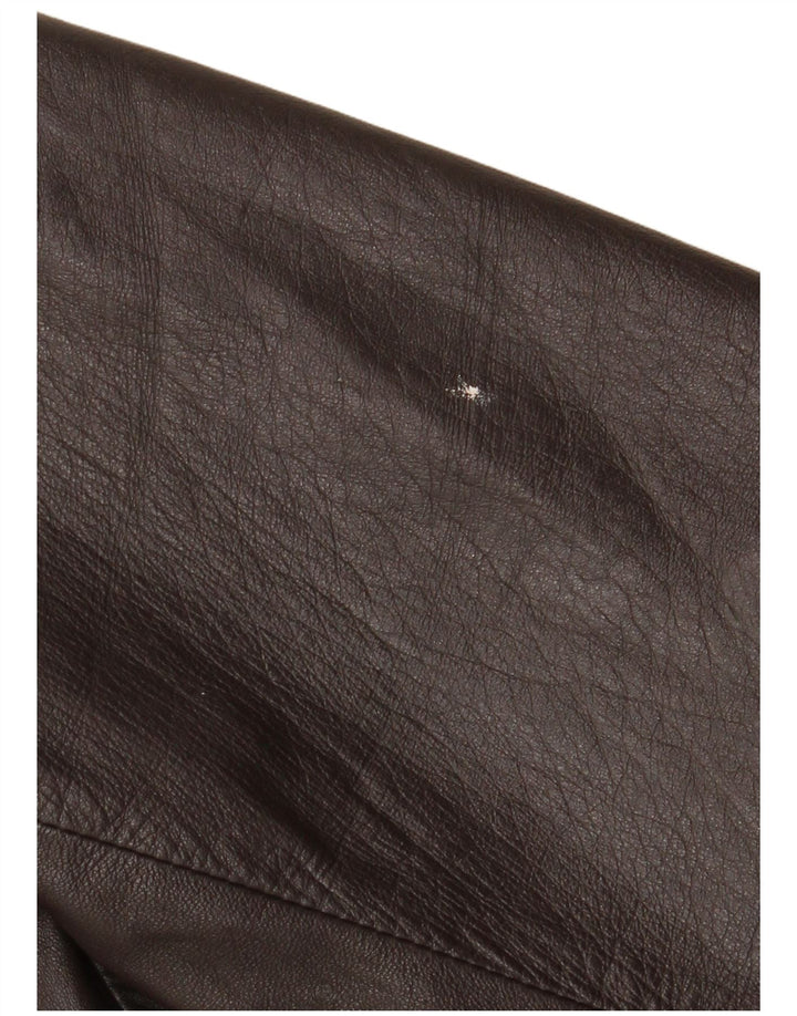 Vintage dame 3-knaps læder blazerjakke UK 18 XL brunt læder