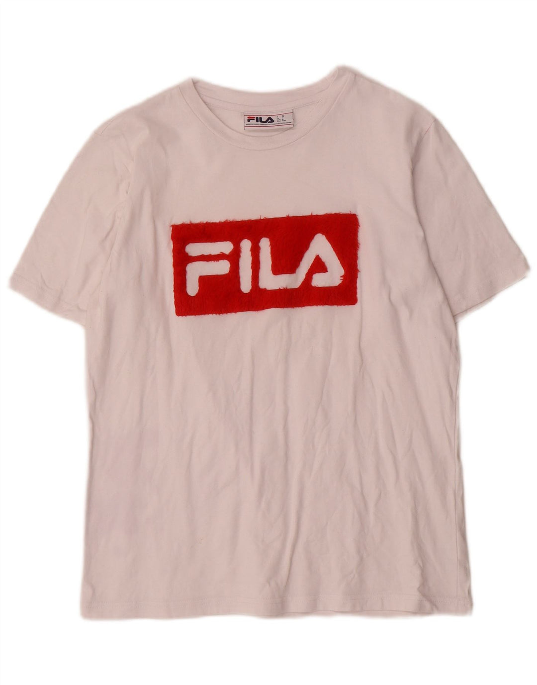 Fila Dame Grafisk T-Shirt Top UK14 Medium Hvid Bomuld