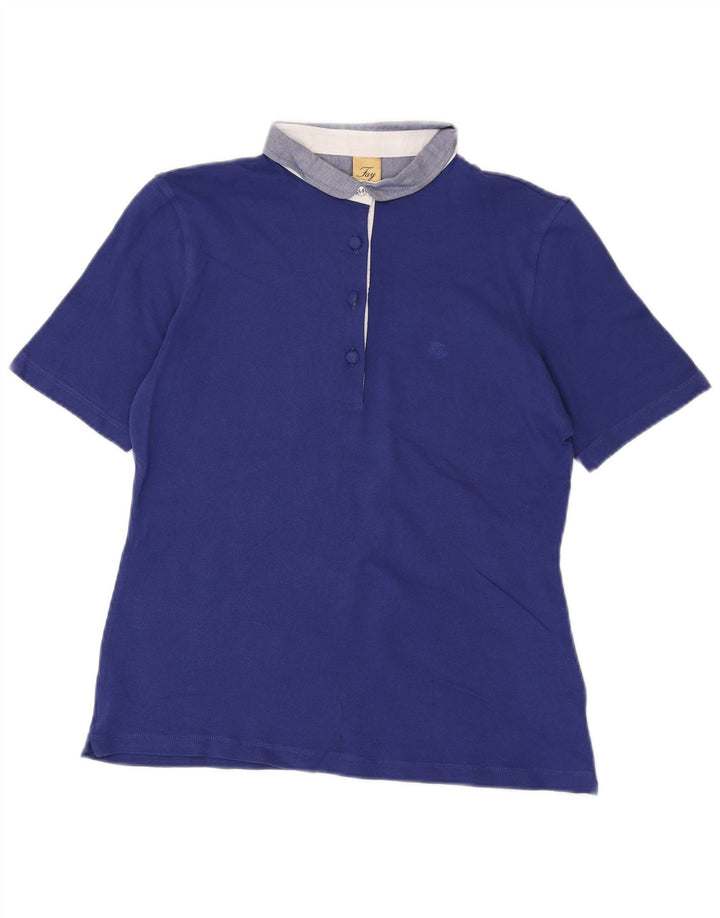 Fay Dame Polo Shirt UK 14 Stor Blå Bomuld