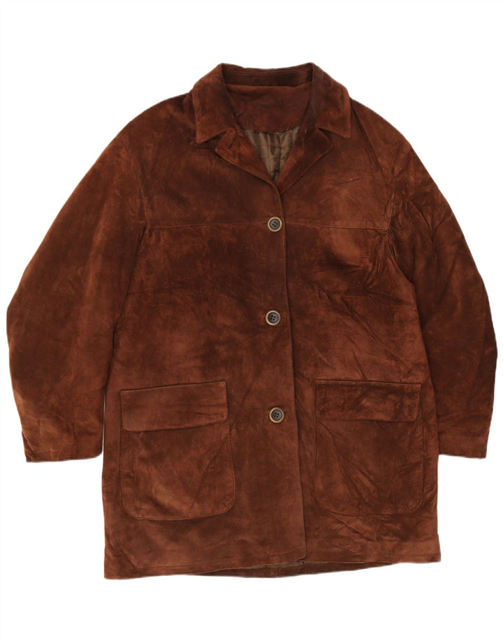 Conbipel Dame Ruskind Overfrakke IT 48 XL Brunt Læder