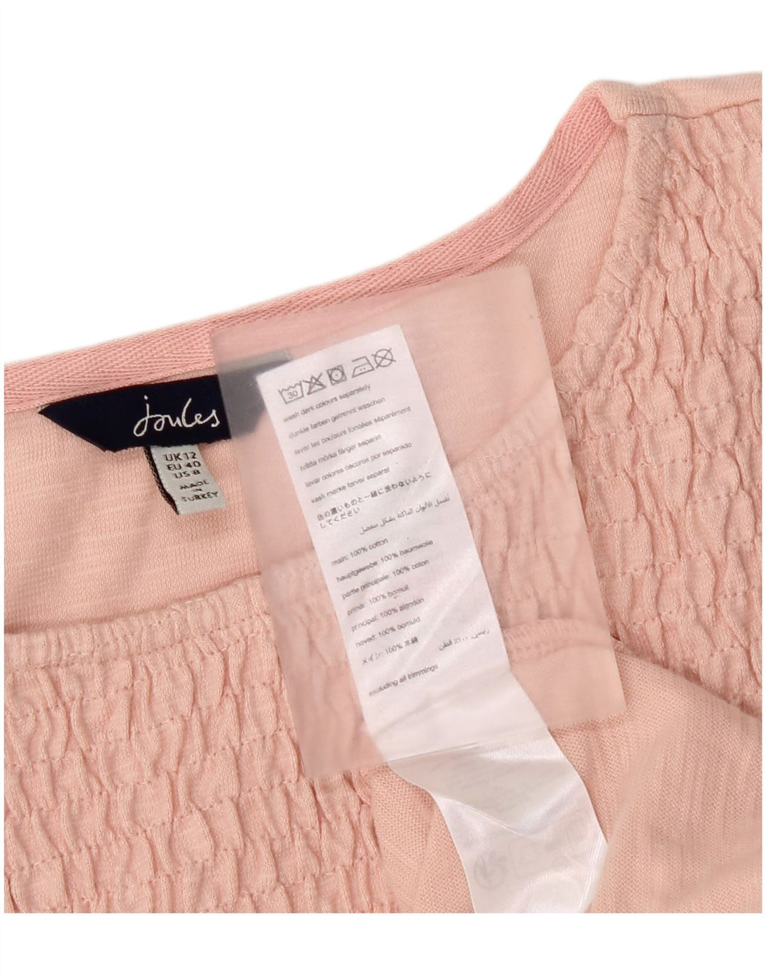 Joules Damebluse Top UK 12 Medium Pink Bomuld