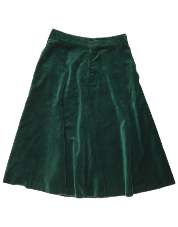 Vintage kvinders højtaljede fløjl A-linje nederdel IT 42 Medium W26 Grøn